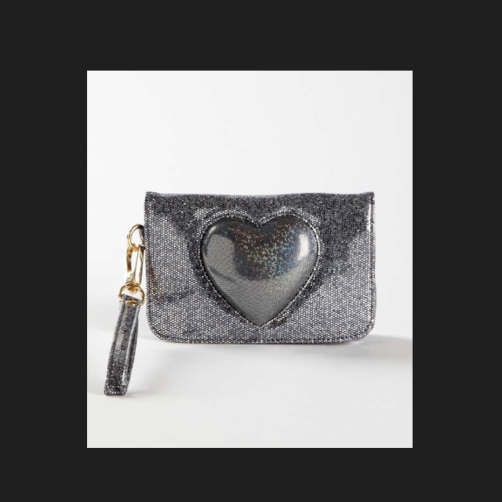 Deux Lux silver small chubby heart wristlet!